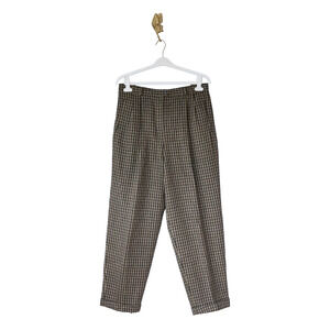 VTG Even Picone Women Wool Blend Houndstooth High Waist Trouser Pant 16 Academia